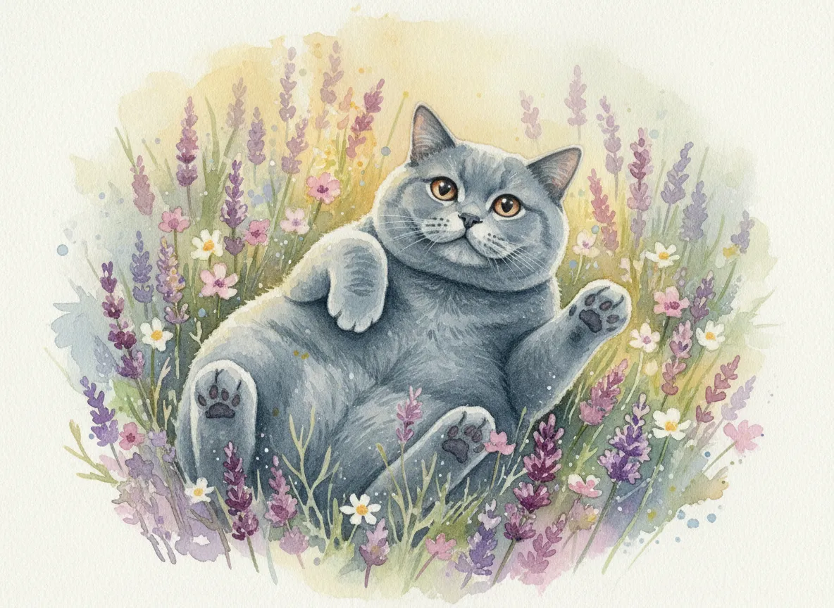 British Shorthair watercolor calendar month 5